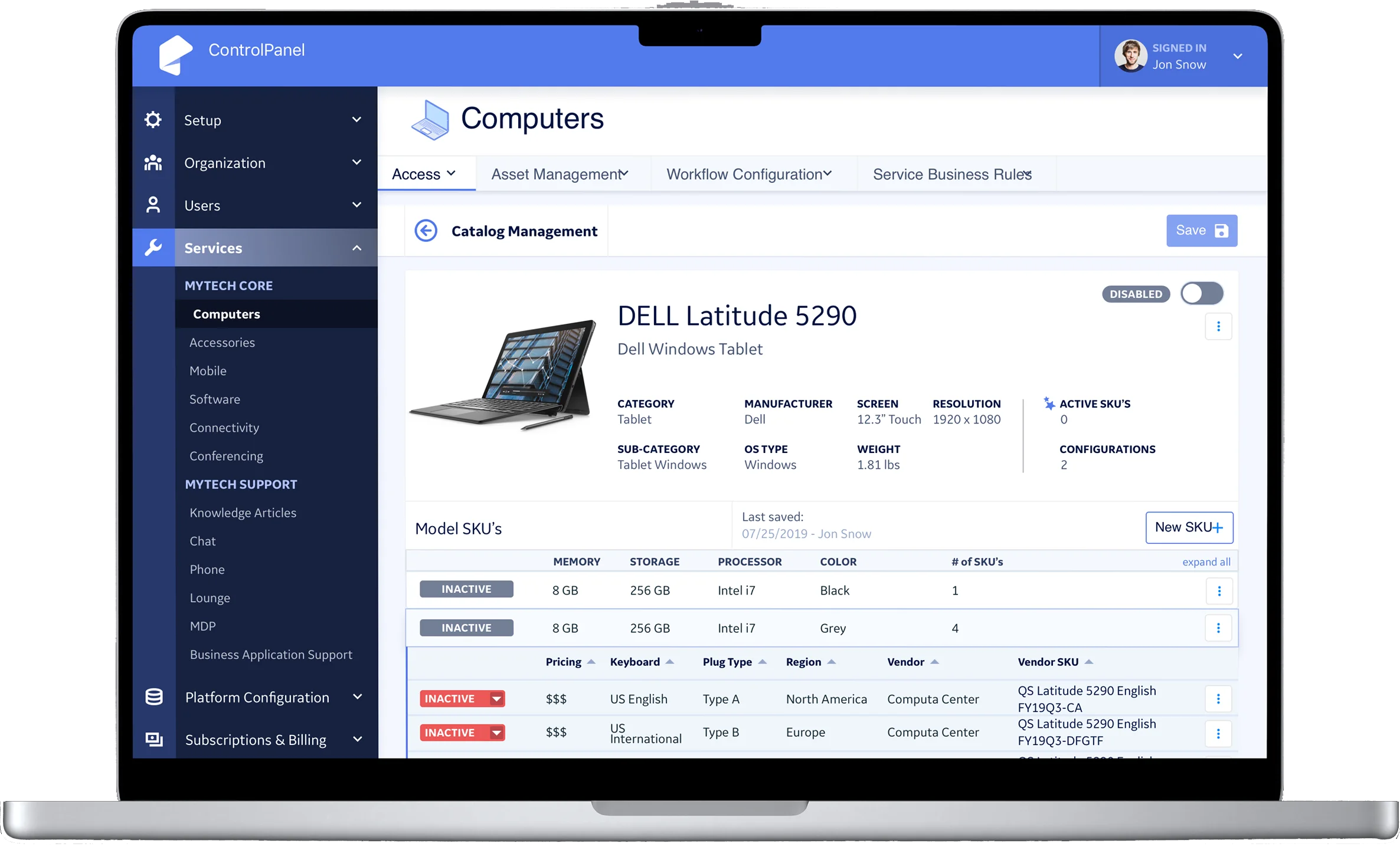 MyTech — Inactive SKU's